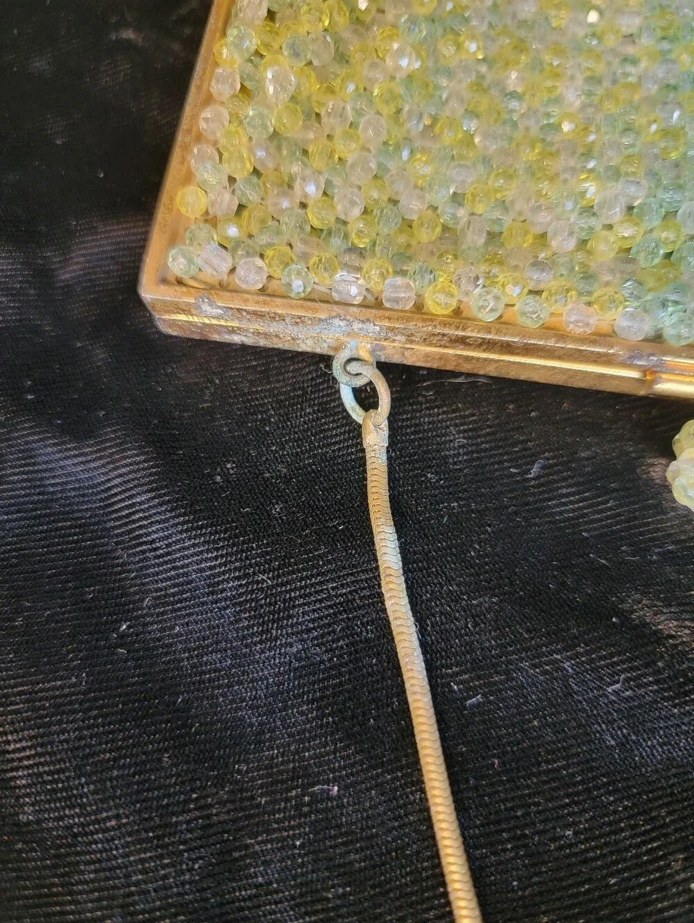Vintage Mid-Century Italian Beaded Kiss-lock Purse Yellow, Green, Clear - Picture 11 of 12